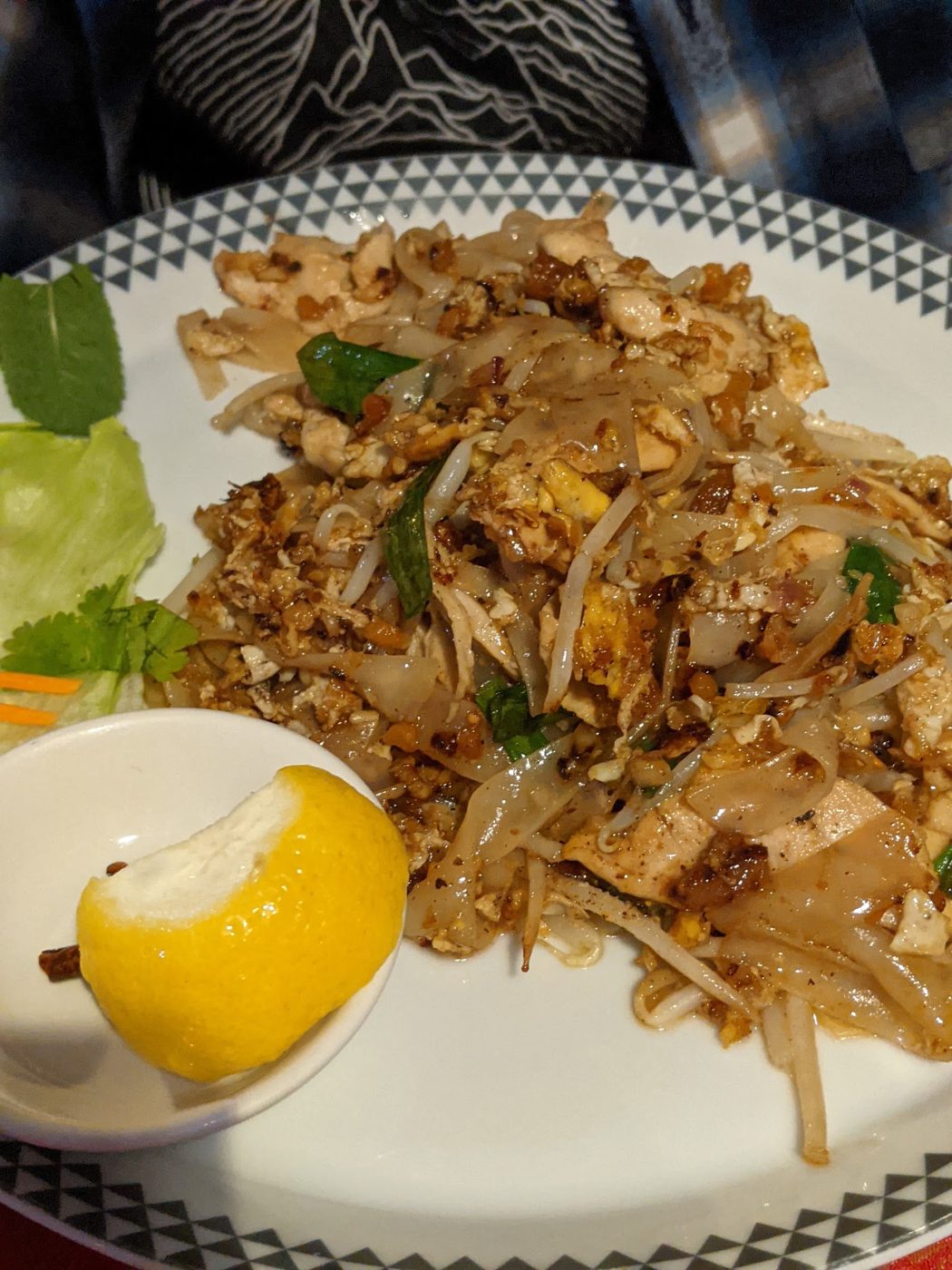 Pad Thai with a lemon wedge